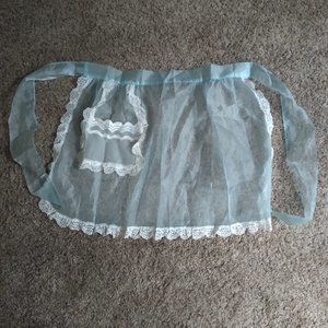 Vintage Sheer blue nylon hostess half apron